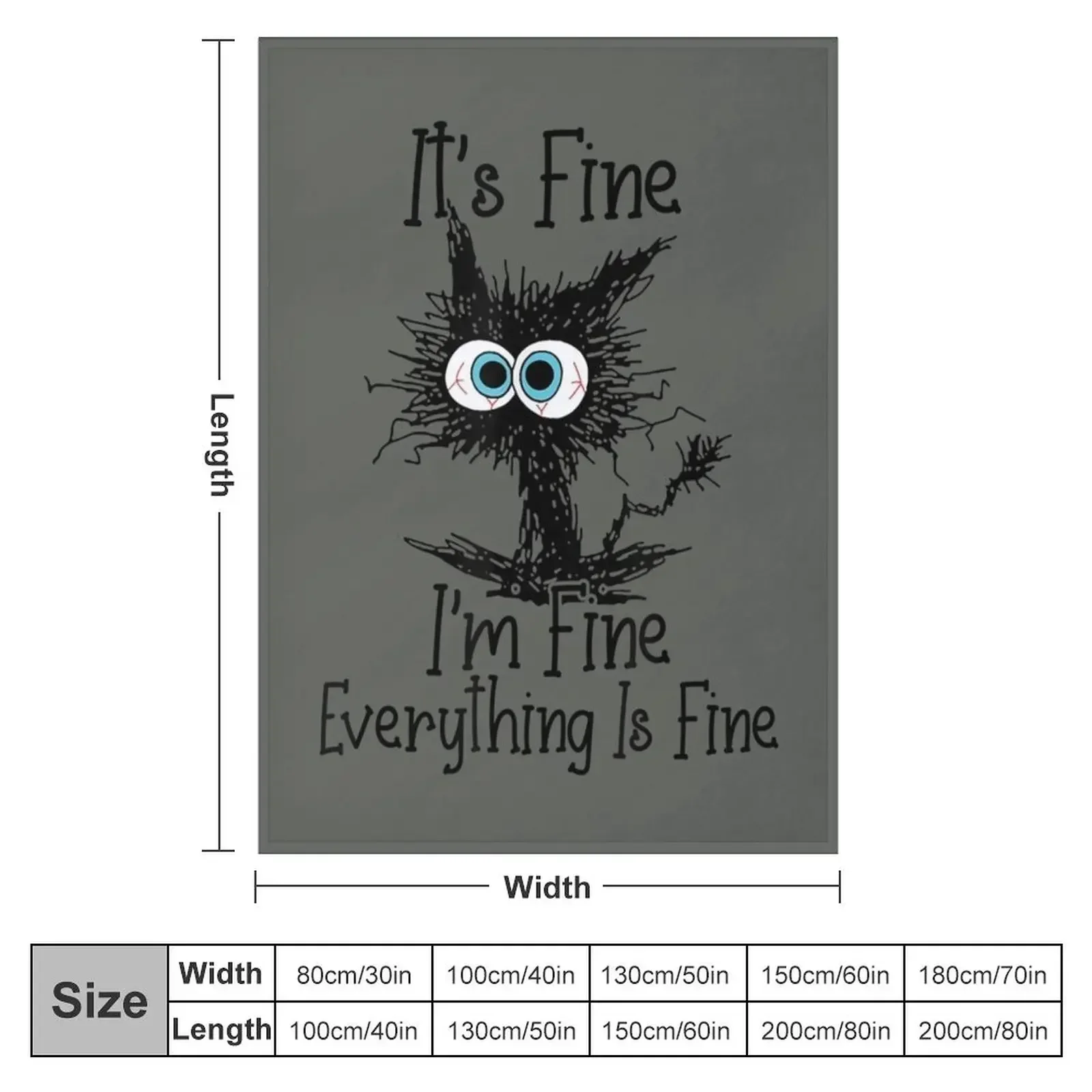 Its Fine Im Fine Everything Is Fine Funny Black Cat Throw Blanket Luxury Brand decorative Hairy Blankets