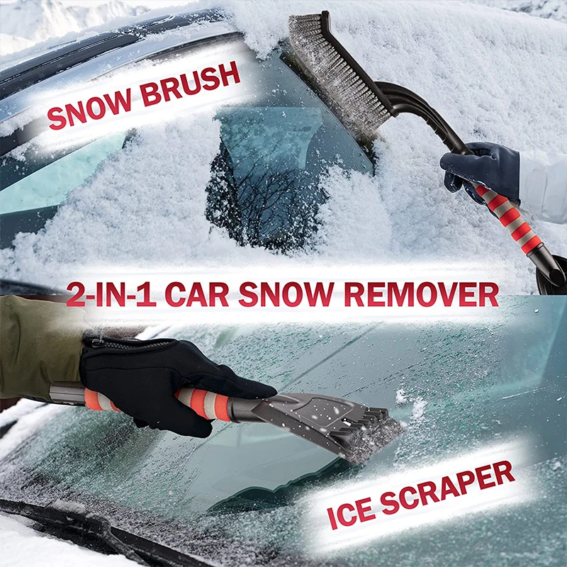 Detachable 2 In 1 Car Snow Shovel Sweeping Cleaning Brush Auto Windshield Ice Scraper with Foam Handle Cleaning Tools snow plow