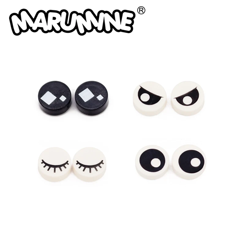 Marumine Cartoon Eyes MOC Bricks Model Accessories 1x1 Round Tile Emotional Expression Compatible 98138 Building Blocks Parts