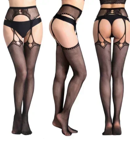 

Sexy Crotchless Fishnet Pantyhose Black Lace Stockings Garter Belt Tights Women Hosiery Leggings Lingerie Underwear Mesh Socks