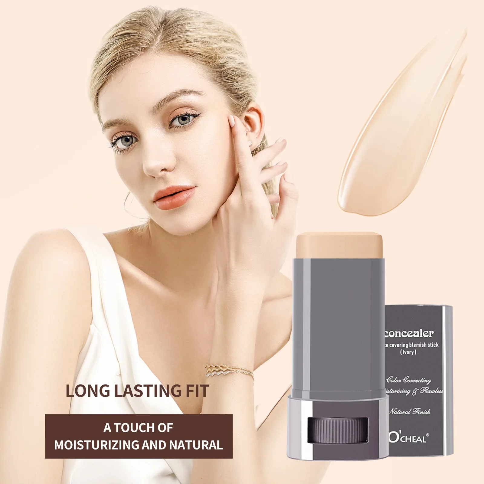Long-Lasting Waterproof Cream Foundation Stick Full Coverage Flawless Satin Powder Conceal Makeup for All Skin Types