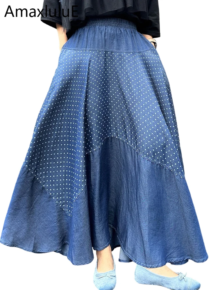 

Amax LuluE 2026 Japanese Design Vintage Dot Skirts Ladies Fashion Classic Leisure Clothes Womens Summer Luxury Denim Streetwear