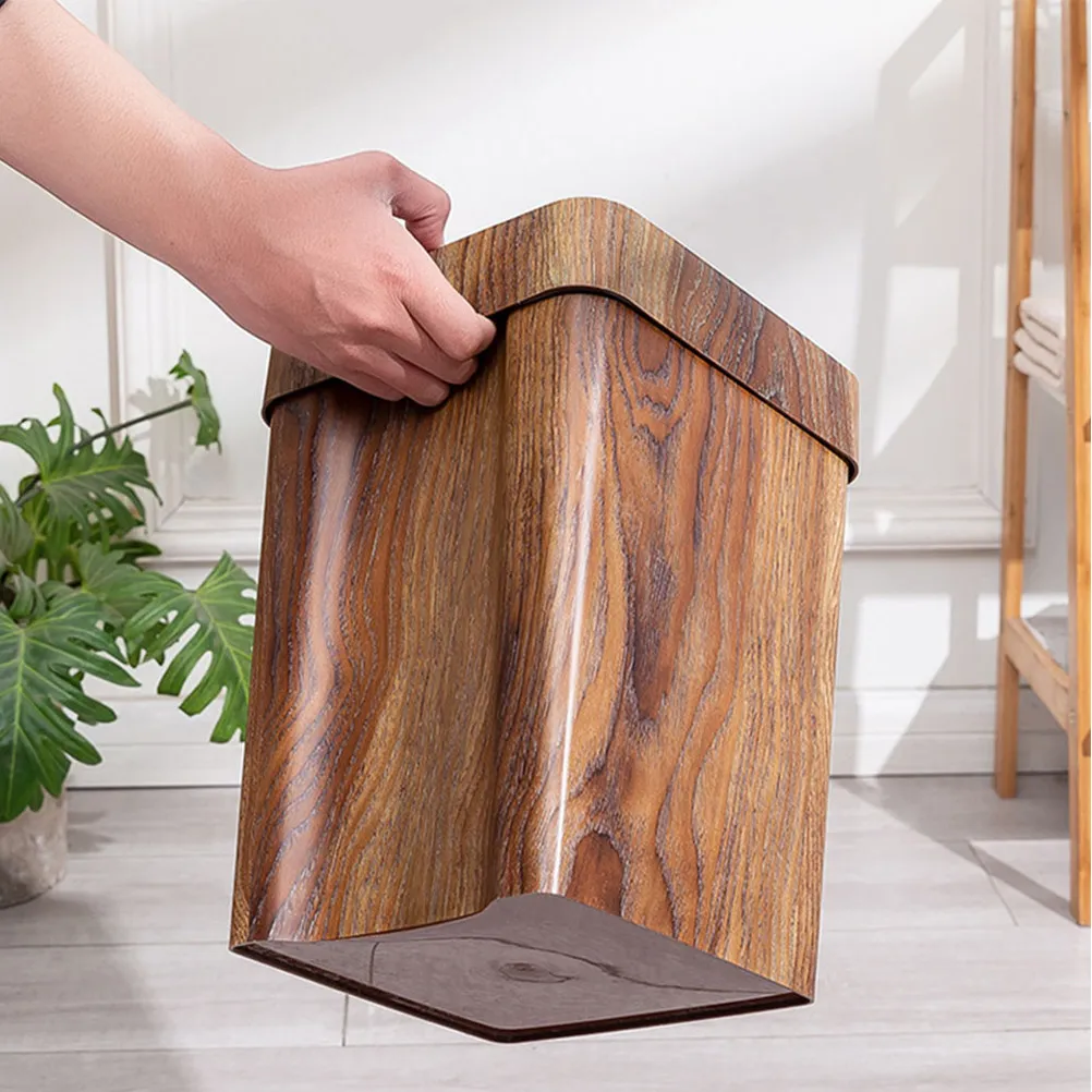 

Пластиковый мусорный бак с имитацией под дерево, большой емкости, для дома, офиса, ванной комнаты, рабочего стола, стильный, декоративный