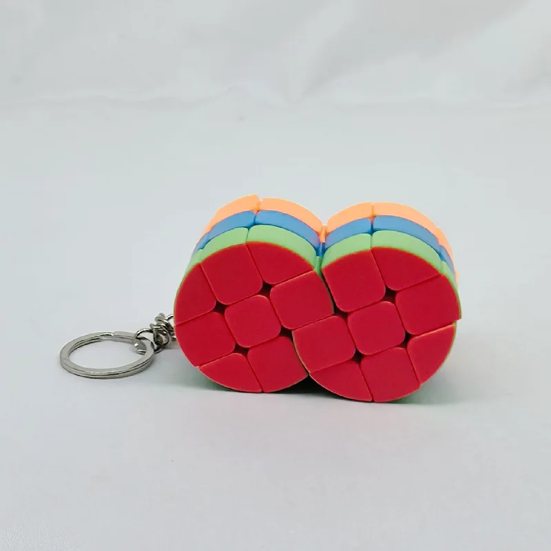 Mini cubo mágico cilíndrico de três camadas, chaveiros siameses, diversão e dificuldade, cubo de rotação restrito, brinquedo multiplicado