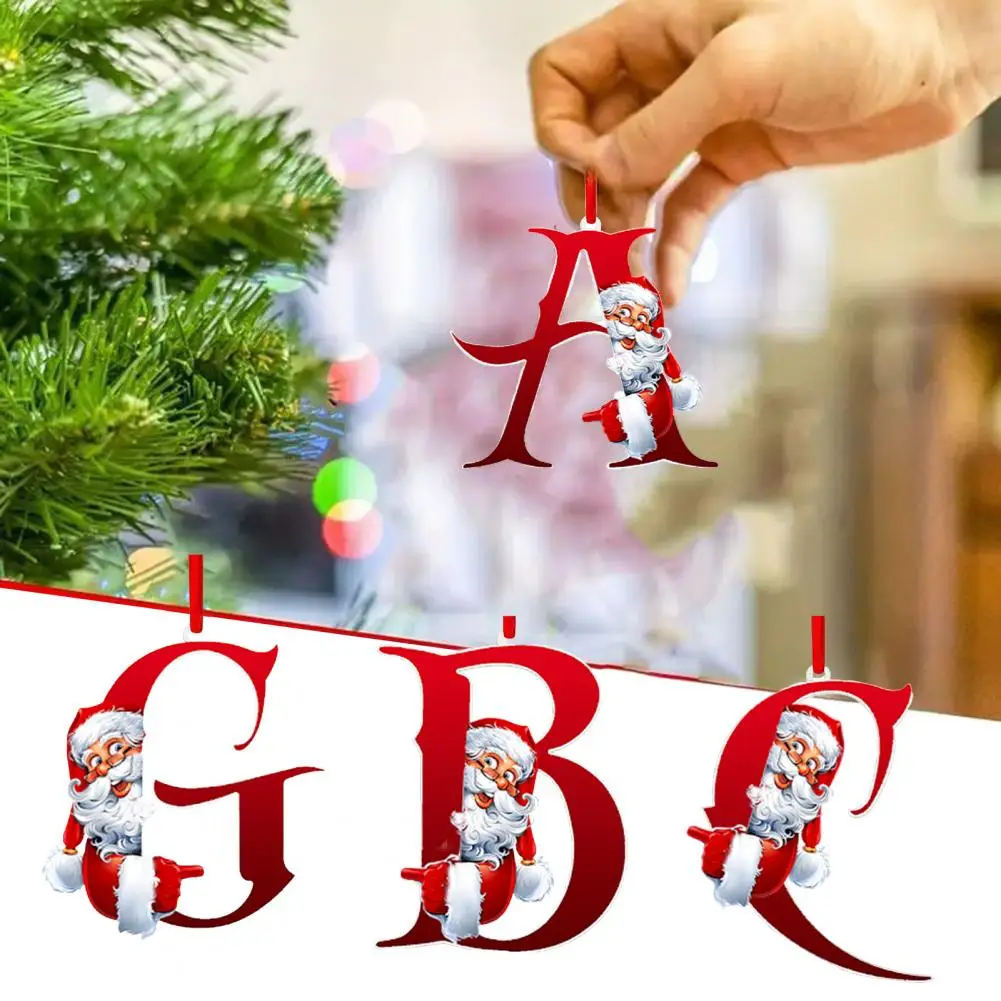 26 Letters Christmas Tree Hanging Ornaments Acrylic Santa Monogram Alphabet Pendant Decorative Holiday Decorations Letters