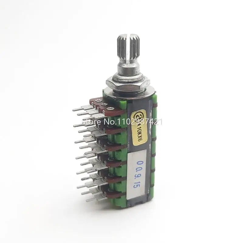 1 Piece A10K Precision Potentiometer 6 Link 18Pin A10K*6 5.1 Power Amplifier Audio Volume Potentiometer Shaft Length 15MM