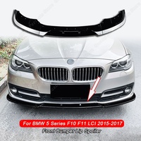 3Pcs Front Bumper Spoiler Lip For BMW 5 Series F10 F11 LCI 2015-2017 Carbon Look/Gloss Black Lower Splitter Body Kit Protector