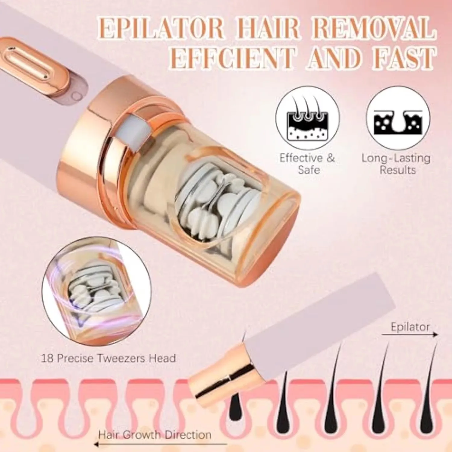 High Quality Electric Epilator with LED Light Women Hair Shaver Facial Hair Removal Device