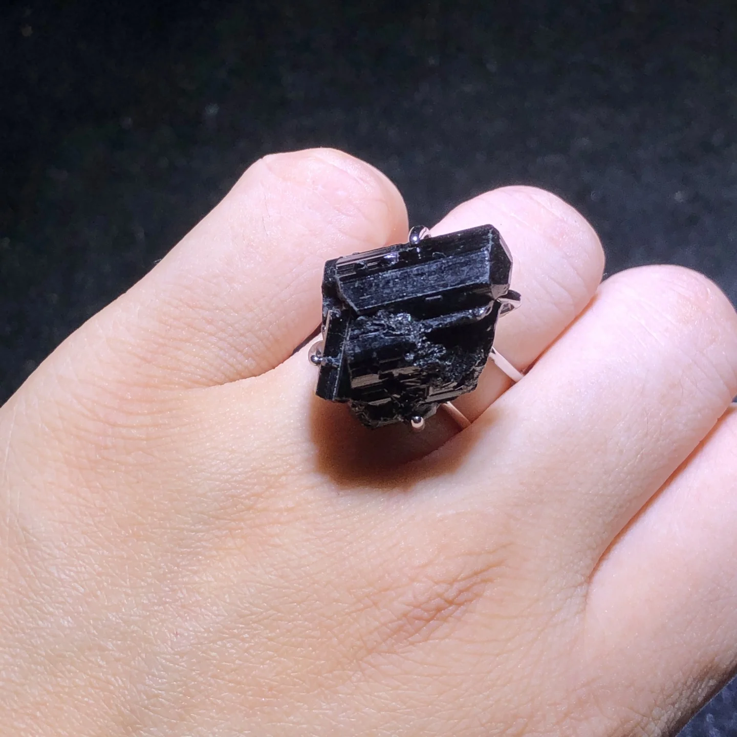 1 Pc Natural Raw Rough Black Tourmaline Ring Irregular Shape Reiki Healing Stone Jewelry Gift Men Women