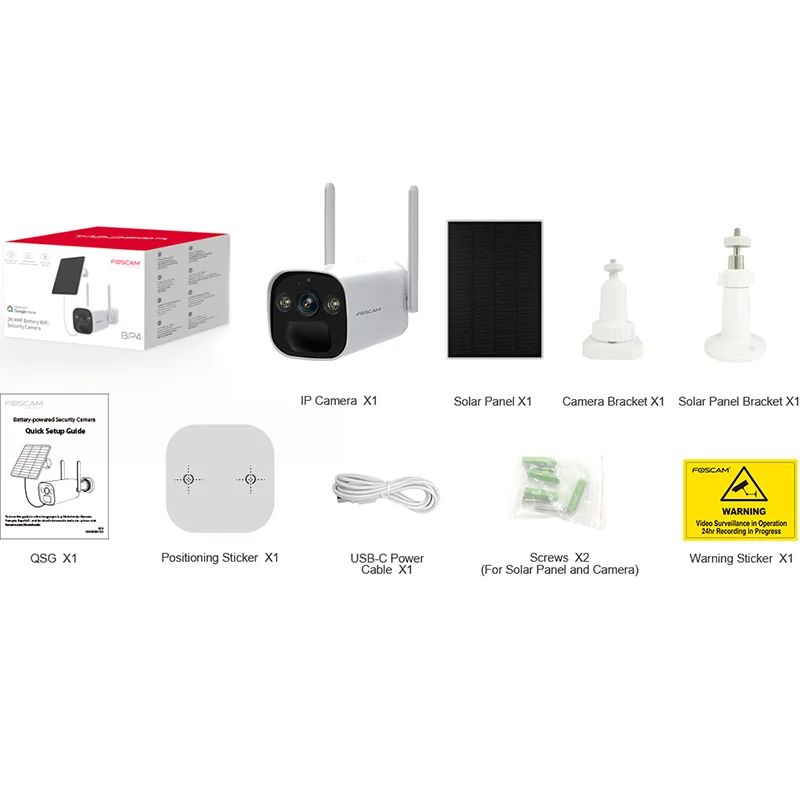 FOSCAM BP4 2K Solar Security Cameras Wireless Outdoor 4MP PT Battery Power  2.4G Wi-Fi Night Vision Camera for Home Surveillance