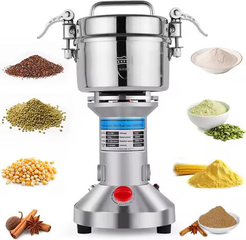 2000W High-Speed Electric Grain Mill Grinder, 750g Stainless Steel for Grains, Coffee, Spices - Easy Kitchen Use