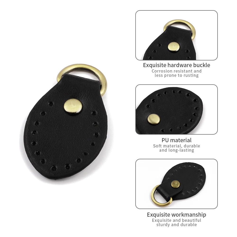 Fermoir à loquet en cuir noir pour sac à main, boutons de portefeuille faits à la main bricolage, remplacement de sac, accessoires de couture, 5 pièces