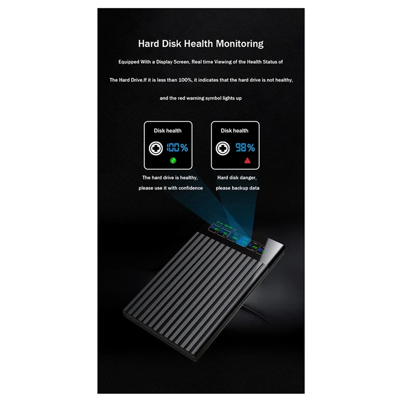 Type-C Portable Hard Drive Chassis Intelligent Digital Display 2.5 Inch Laptop External SATA Serial Port U25T-ABVK