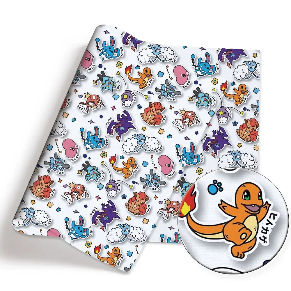 Tela de dibujos animados de Pokémon, 140x50cm, costura hecha a mano, Patchwork, acolchado, vestido de bebé, hoja para el hogar, tela estampada, costura para niños
