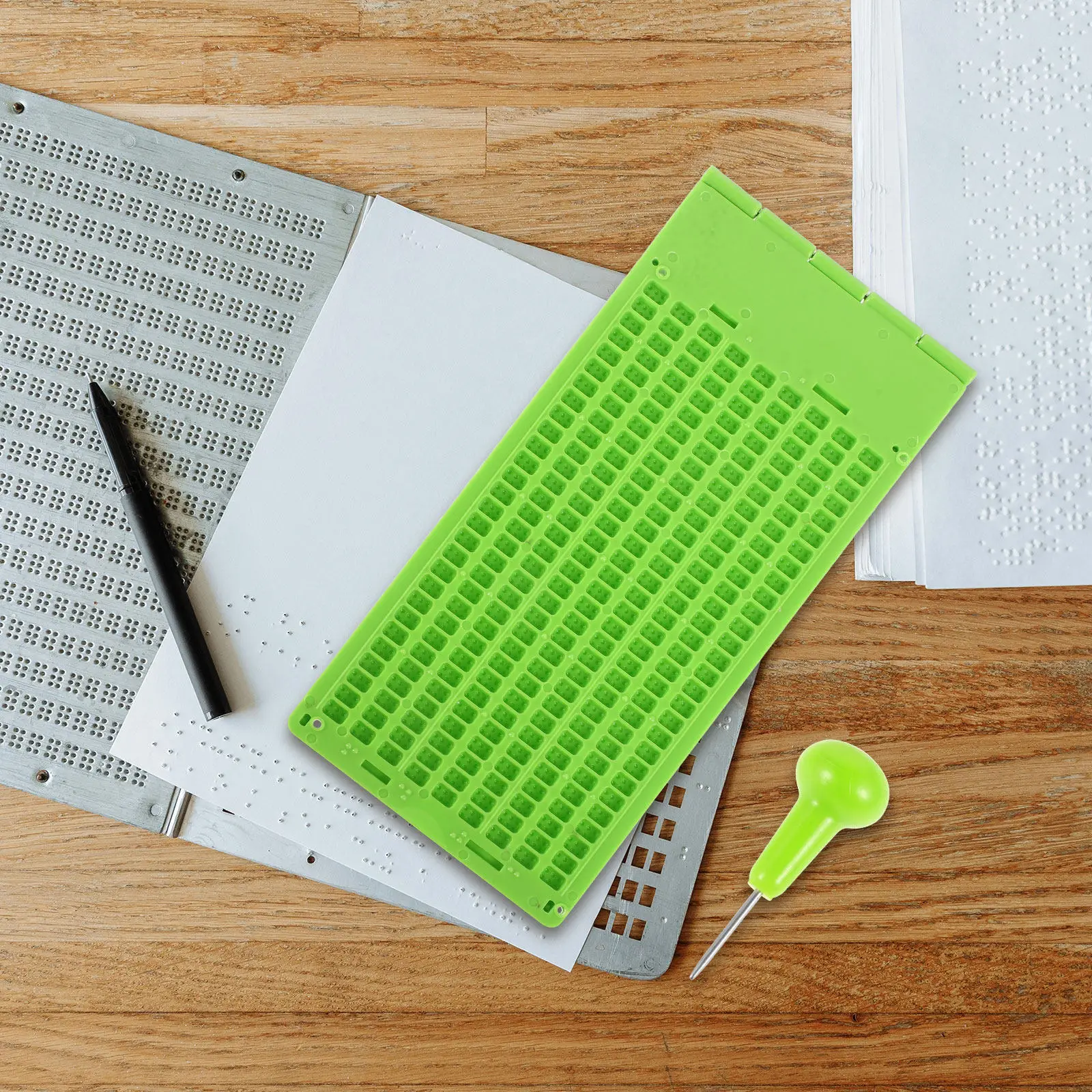

1Set Braille Writing and Stylus Kit for Blind Braille Plate with Integrated Design Portable Educational Aid for Visual