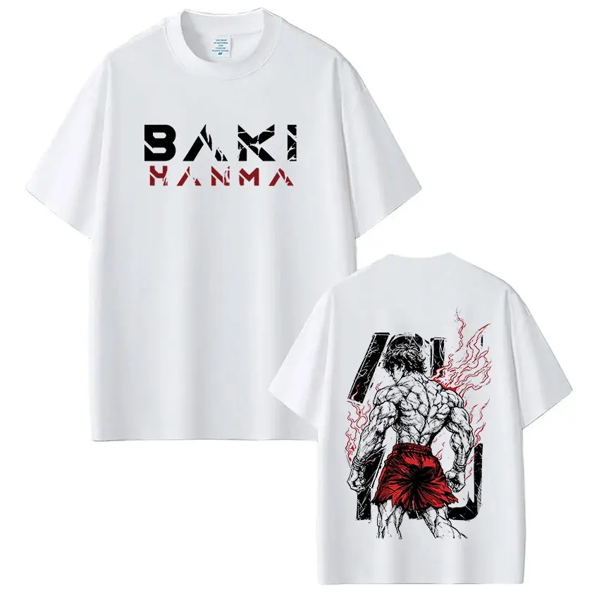 Japanisches Anime Baki The Grappler Hanma Yujiro GYM T-Shirt Herren Damen Kleidung Übergroße Lässige Kurzarm-T-Shirts Streetwear – Detail 3