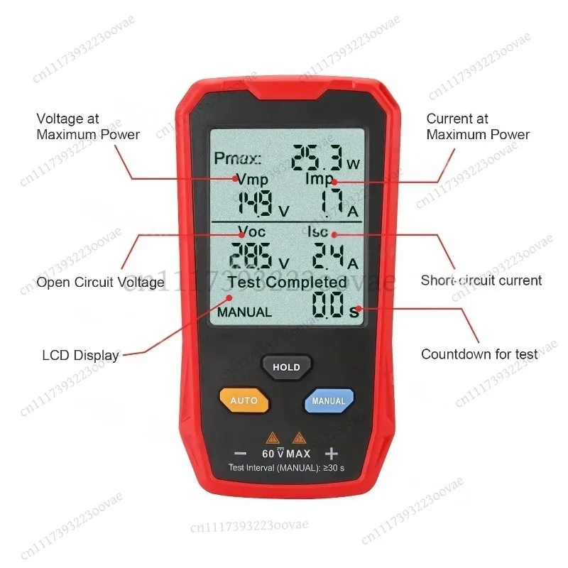 800W LCD MPPT Solar Panel Tester Photovoltaic Power Meter Smart Current Voltage Digital Display Tool PV System VOC Check