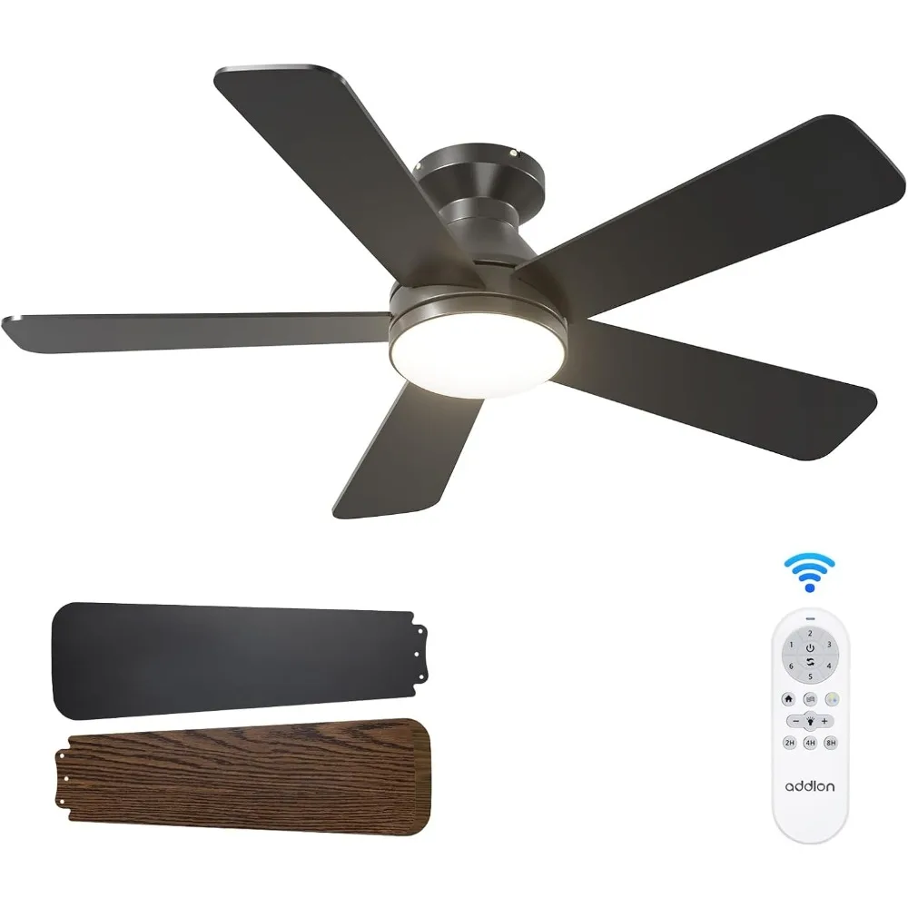 

Restaurant ceiling fan with light and remote control, embedded installation, reversible,dimmable, silent,black small ceiling fan