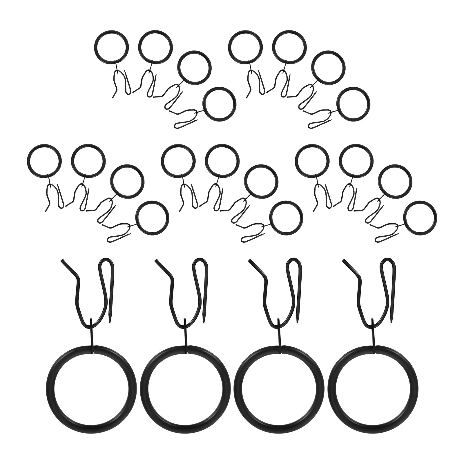 24Sets Decorative Metal Curtain Rings with Eyelets and Pin Hooks 32Mm Id Low Friction for Living Room Bedroom Office Shower