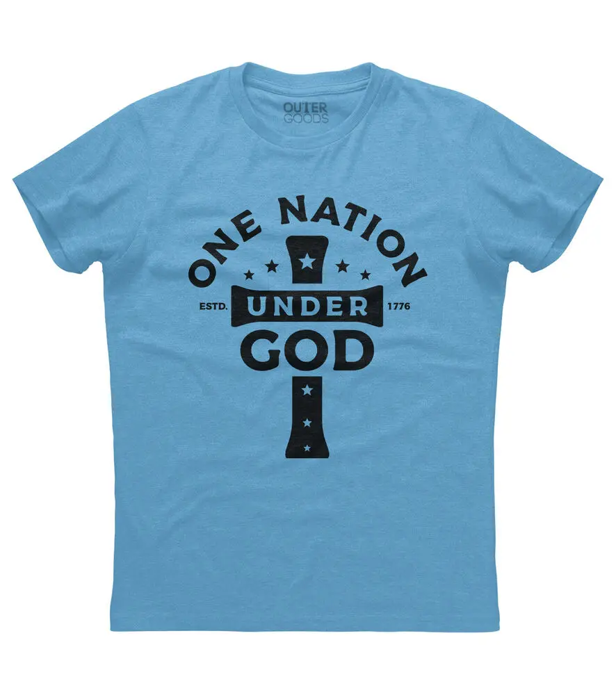 Patriotic American Tee One Nation Under God Estd 1776 Christian Cross T-shirtHigh quality 100% cottonUnisex T-shirts for Men Wom