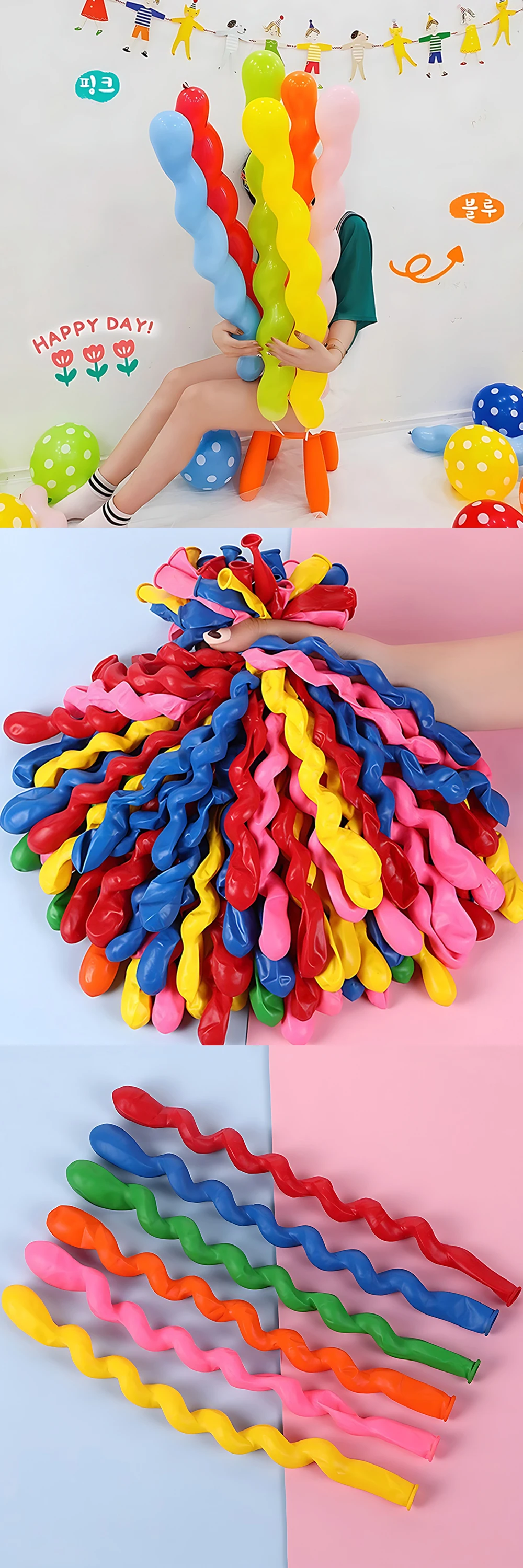 Spirale Ballon Set 25/50PCS Bunte Latex Twisted Lange Ballon mit Zufällige Farbe Inflater Home Party Dekorieren Zubehör ZYF – Detail 2