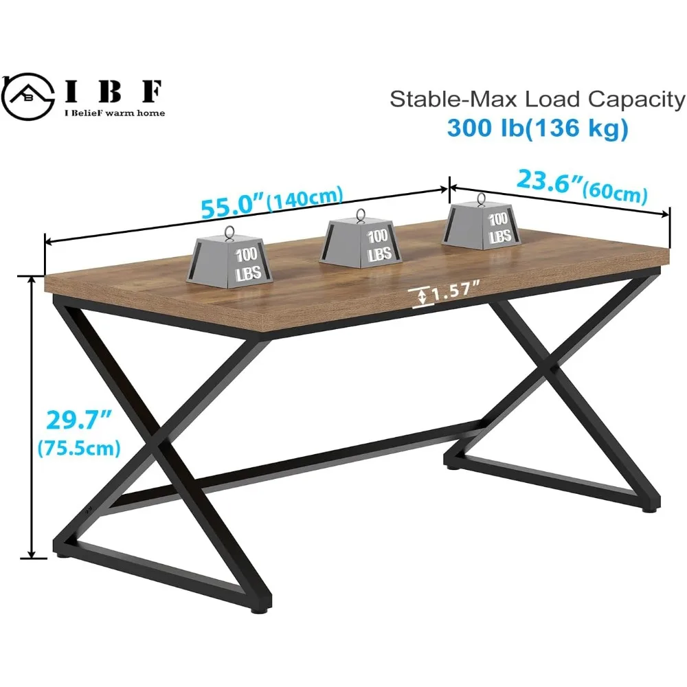 

Rural computer desk, modern metal home office desk, bedroom farmhouse work study desk, minimalist wooden laptop