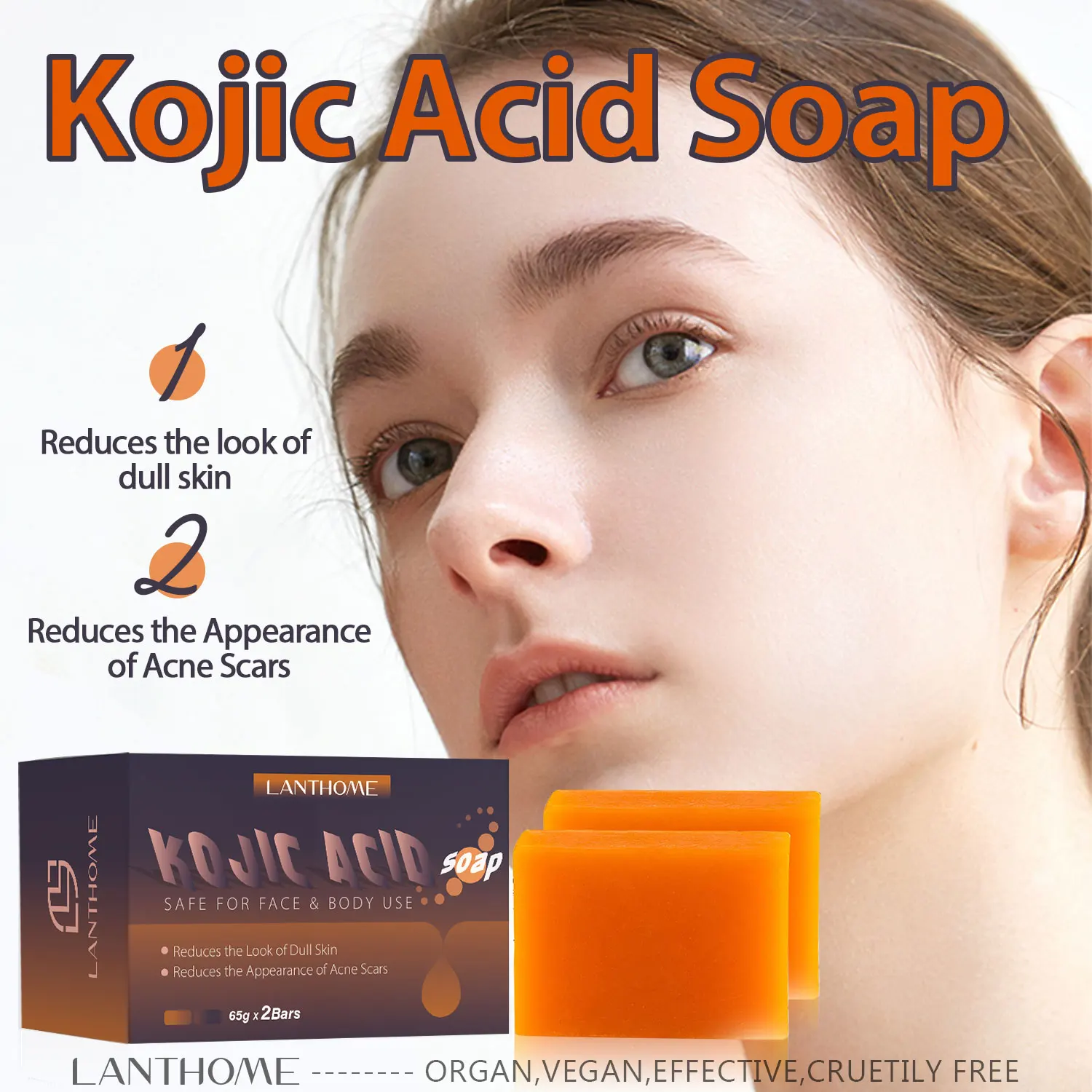 130g Kojic acid soap skin whitening soap Remove dark spots moisturizing Improve skin tone Retinol hand-made soap bodycare