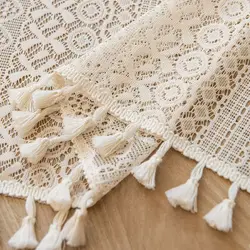 Rustic Crochet Curtains Valance for Kitchen Cotton Lace Curtains for Small Window Farmhouse Tassel