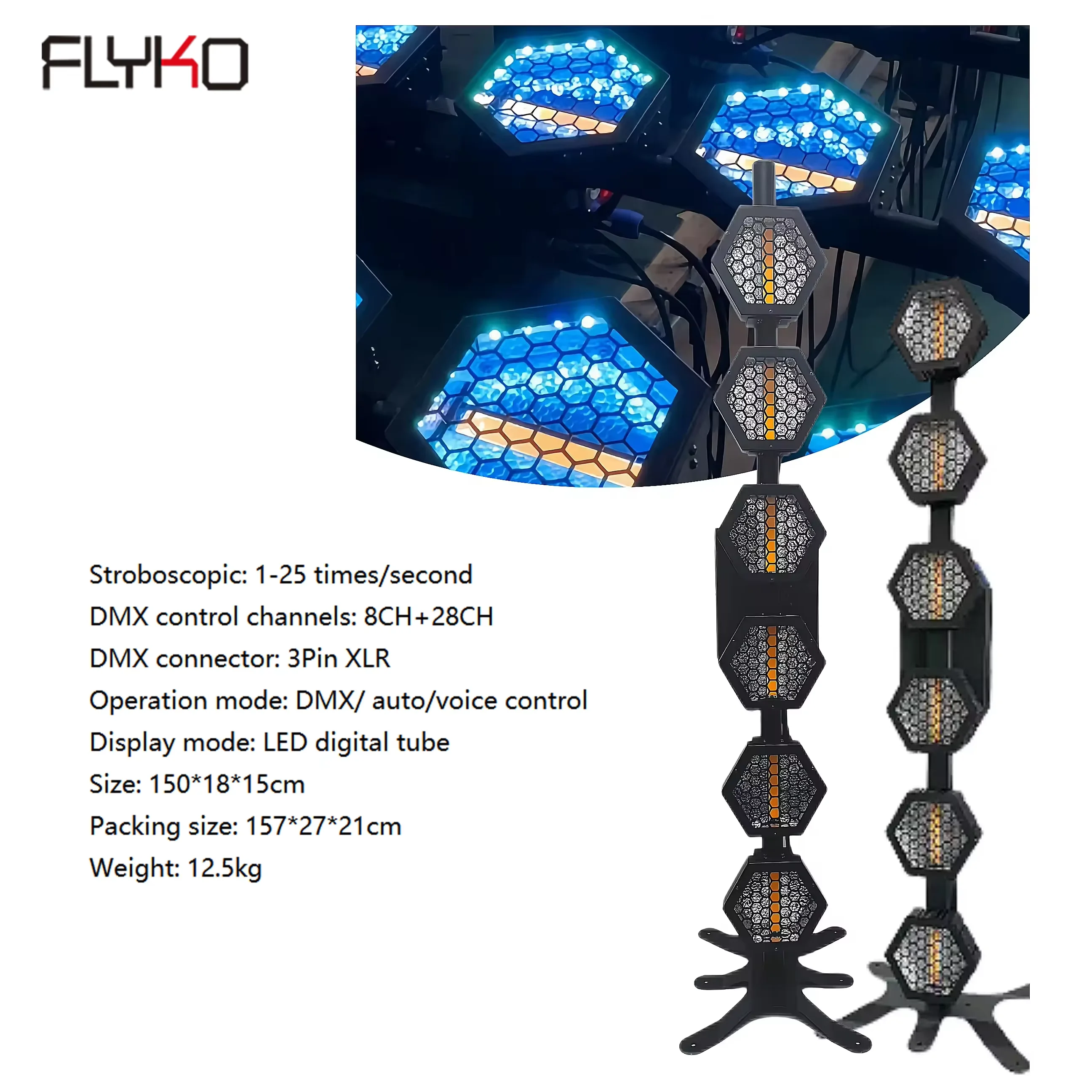 6x60W COB Retro Effect LED Hex Bar Retro Light for concerts, parties, weddings, nightclubs - view 3