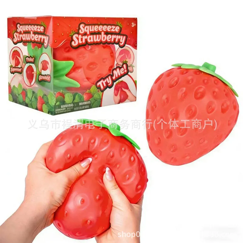 Extra-large strawberry soft and slow rebound stress relief toy. Adult stress relief toy. Stress relief ball. Toy squeeze-pleaser