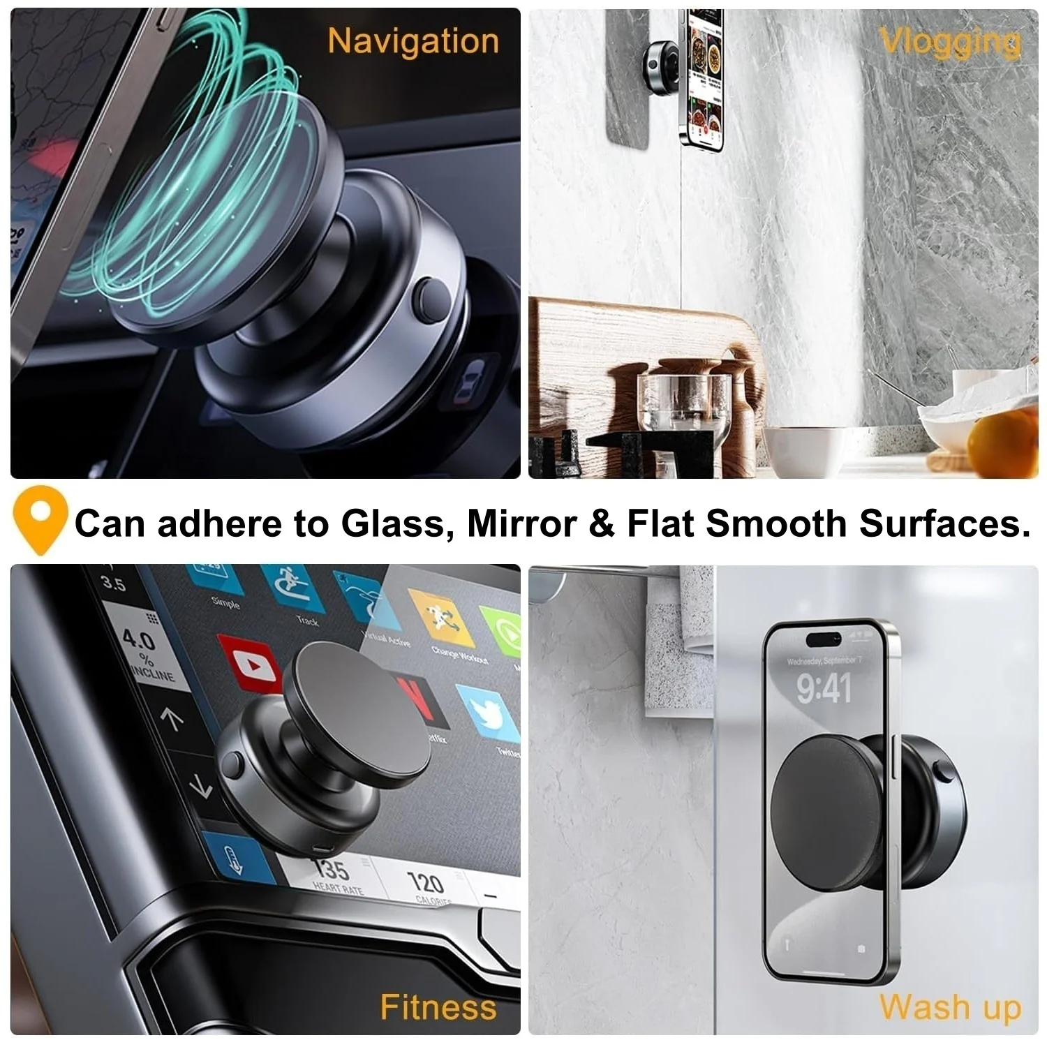 車載用電動真空吸着式マグネット式スマホホルダー ジムマウント 360度回転 °   スマートフォン用回転式マグセーフ吸盤式スマホホルダー