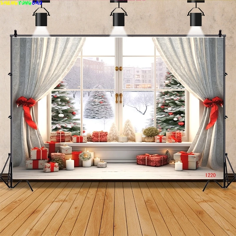 

Vinyl Custom Christmas Day Decoration Candy Family Portrait Photography Backdrops Flying Snowflake Studio Background Prop WW-23