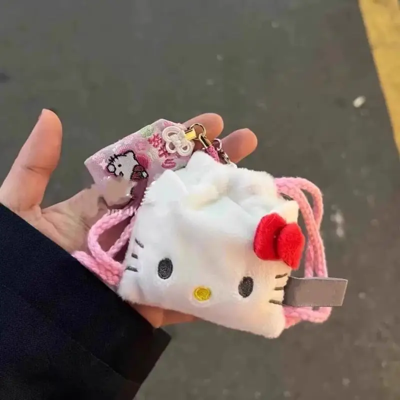 Hello Kitty KUROMI cannelle Pochacco Kawaii Anime dessin animé sac de rangement casque sac données en peluche sac suspendu présent
