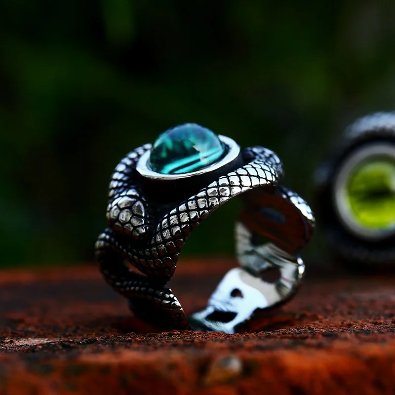 BEIER Stainless Steel Cool Snake The Eye of Hell ring For Man Unique Punk Ring Factory Wholesale Price Animal Jewelry BR8-849