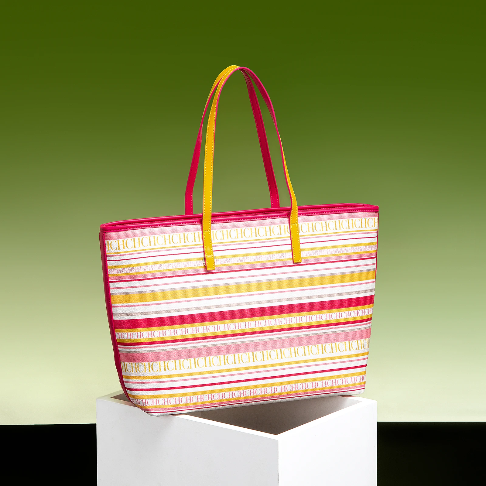 حقائب نسائية ماركة CH مخططة ملونة تصميم حقيبة كتف ذات سعة كبيرة مقاومة أنيقة كاجوال #6