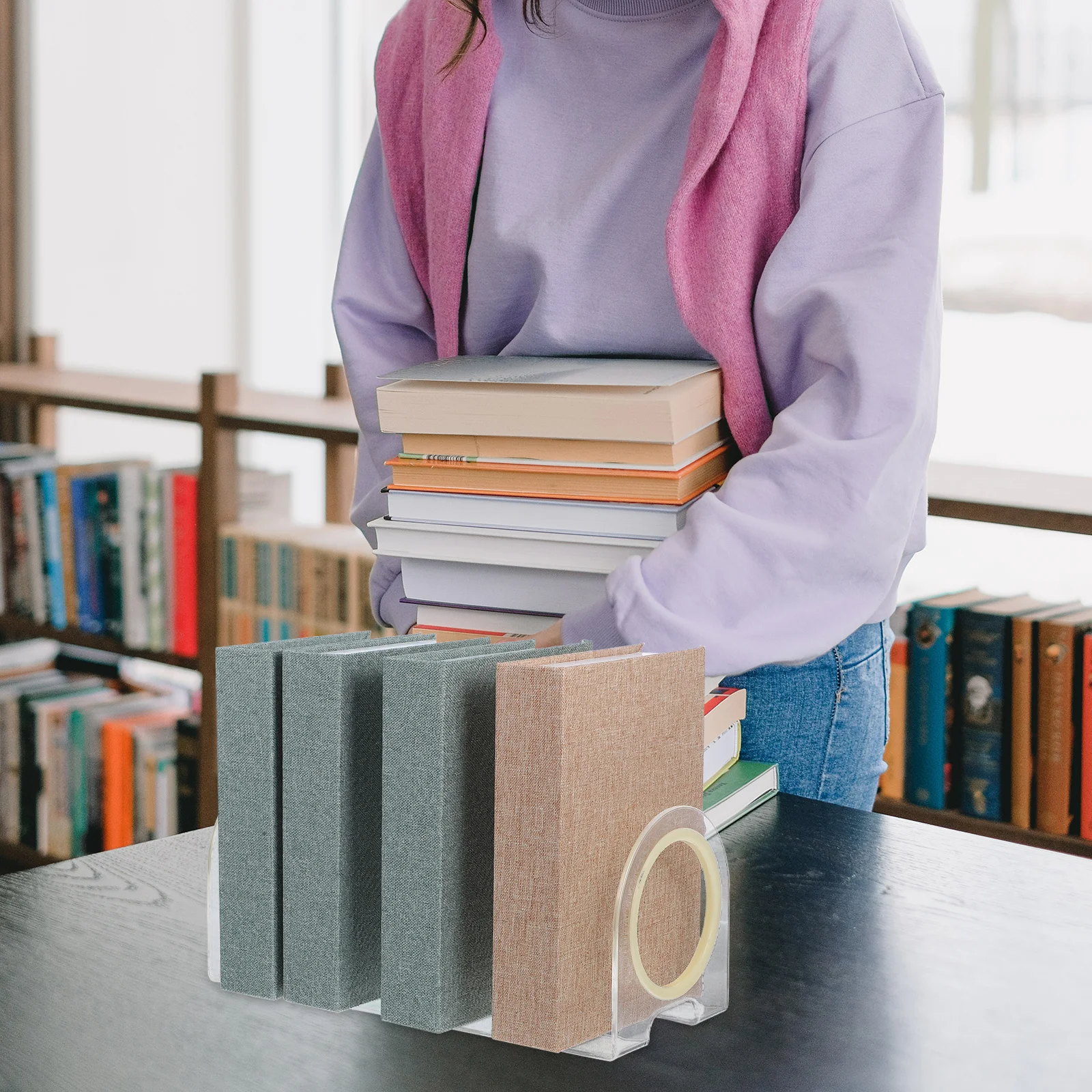 

Desktop Transparent Book Storage Rack Multifunctional File Holder Document Organizer Suitable for Office School Desktop