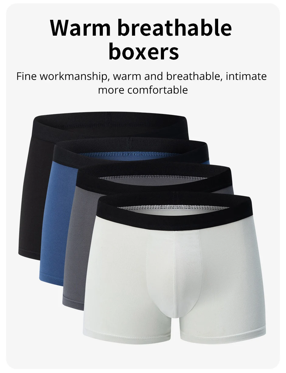 4/10-teiliges Set klassischer, modischer, einfarbiger Unterwäsche für Herren, bequem, Übergröße, schwarze Boxershorts für Teenager, Basisshorts – Detail 3