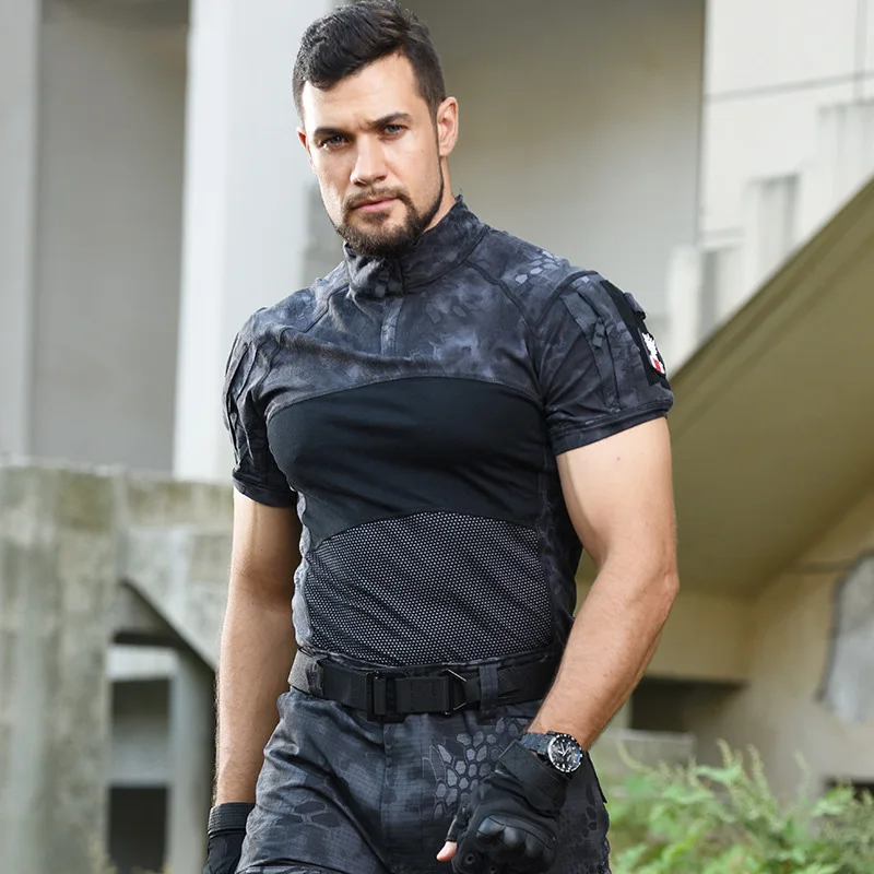 12 Colors Summer Camo Tactical T Shirts Men Short Sleeve Frog Shirt Airsoft Breathable Combat Shirt Men Training Clothing A2F312