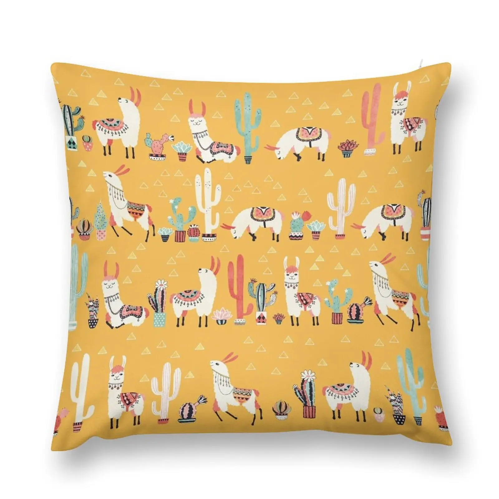 

Happy llama with cactus in a pot Throw Pillow Pillowcases For Pillows Christmas Cushion For Home Pillows Aesthetic pillow