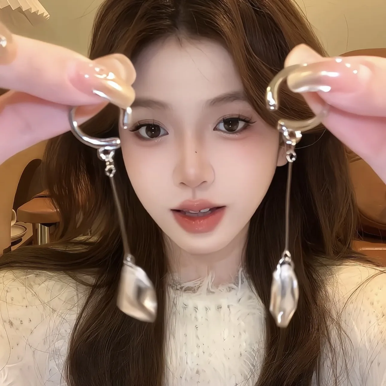 2Pcs C Shape Long Tassels Crystal Earrings for Women Geometric Ear Bone Clip Earring No Piercing Personality Girls Jewelry 2026