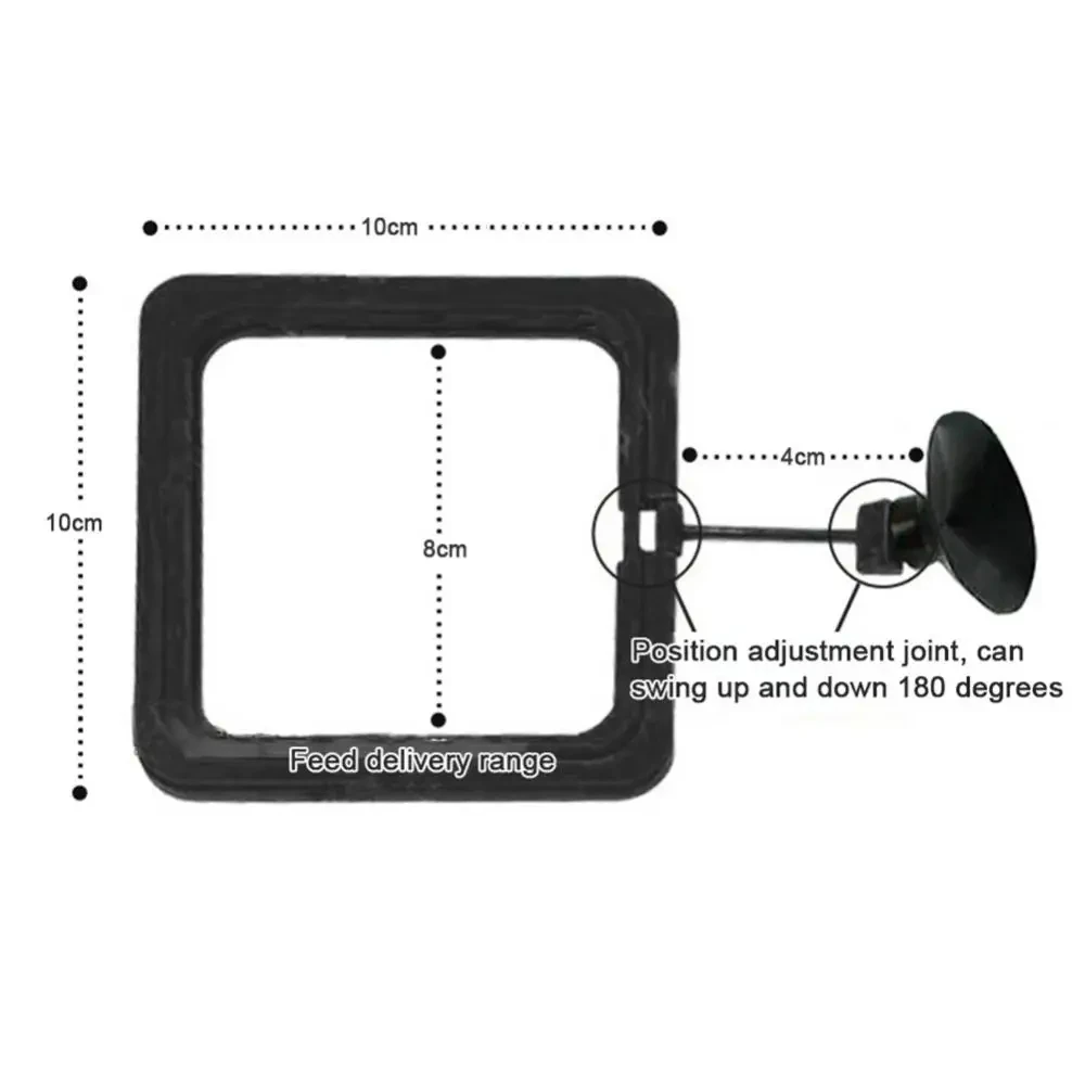 Aquarium Feeding Ring Fish Tank Station Floating Food Tray Feeder Square Circle Accessory Fish Food Feeder Suction Cup Black