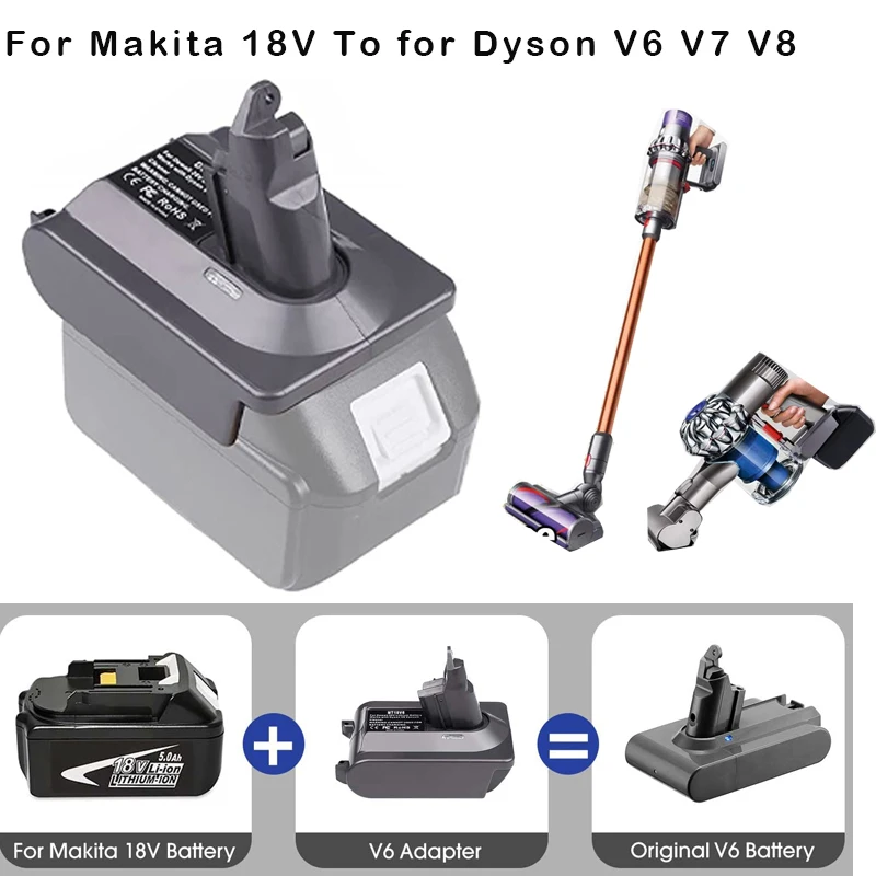 

For Makita 18V Lithium Battery BL1815 BL1830 Converter To for Dyson V6 V7 V8 Vacuum Cleaner Battery Adapter converter