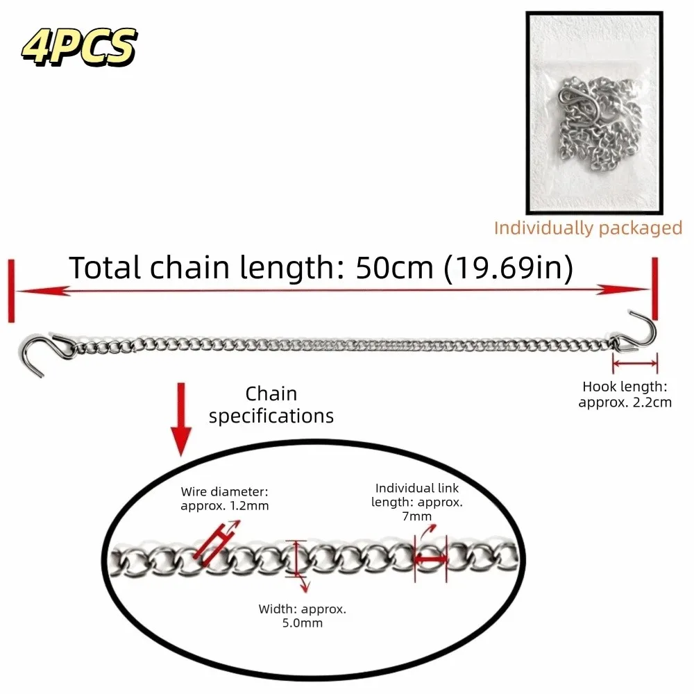 Metal Hanging Chain Strengthened Hooks Metal Hanging Chain S-Hook Strong Bearing Capacity Chain with Hooks Planter Basket