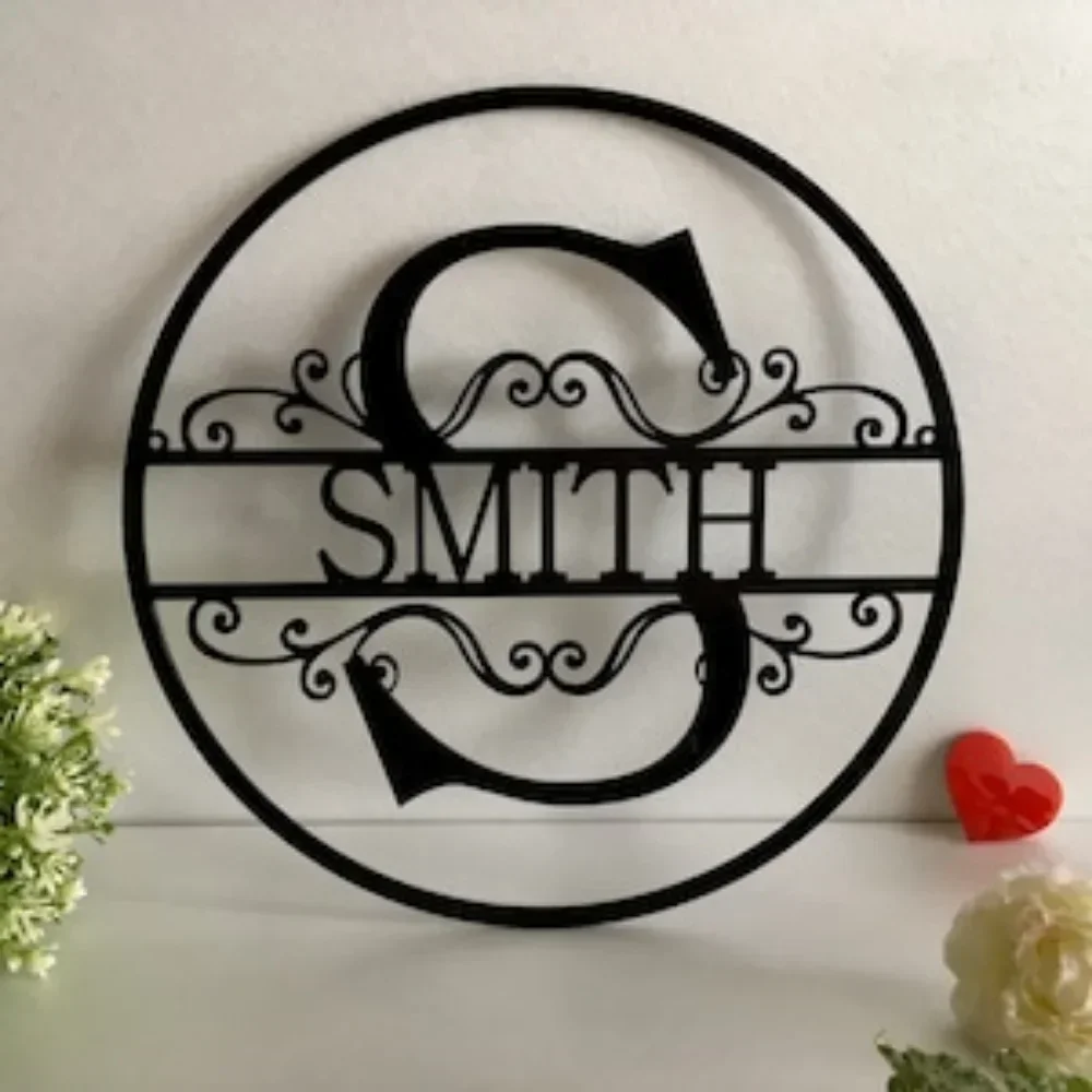 Print On Demand-Personalized Last Name Family Sign With Metal Split Letter For Outdoor House Monogram Door Hanger As Wedding Gif