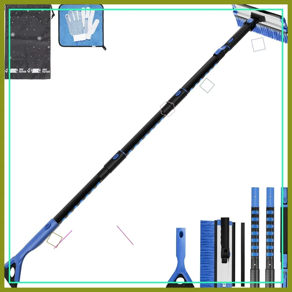 

Выдвижная автомобильная щетка для снега размером 61,3 дюйма со скребком для льда, 270 г. ° Шарнир для лобового стекла, грузовиков, внедорожников - синий