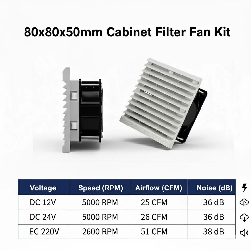 For #801 #802 #803 #804 Enclosure Cabinet Ventilator Filter Kits AC EC 220V DC 12V 24V Cooling Fan Dustproof Waterproof IP44