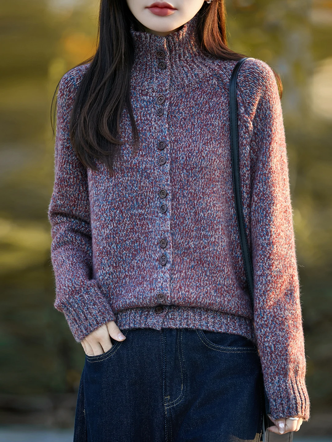 

Осенне-зимний женский вязаный шерстяной свитер с высоким воротом, свободный модный кардиган, мягкий повседневный топ с длинными рукавами, цветной
