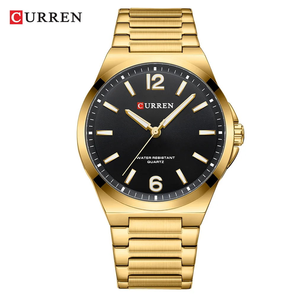 CURREN 8493 Simple Daily Quartz Watch Men's Waterproof Luminous Large Dial Men's Steel Belt Business Watch DateGift reloj hombre