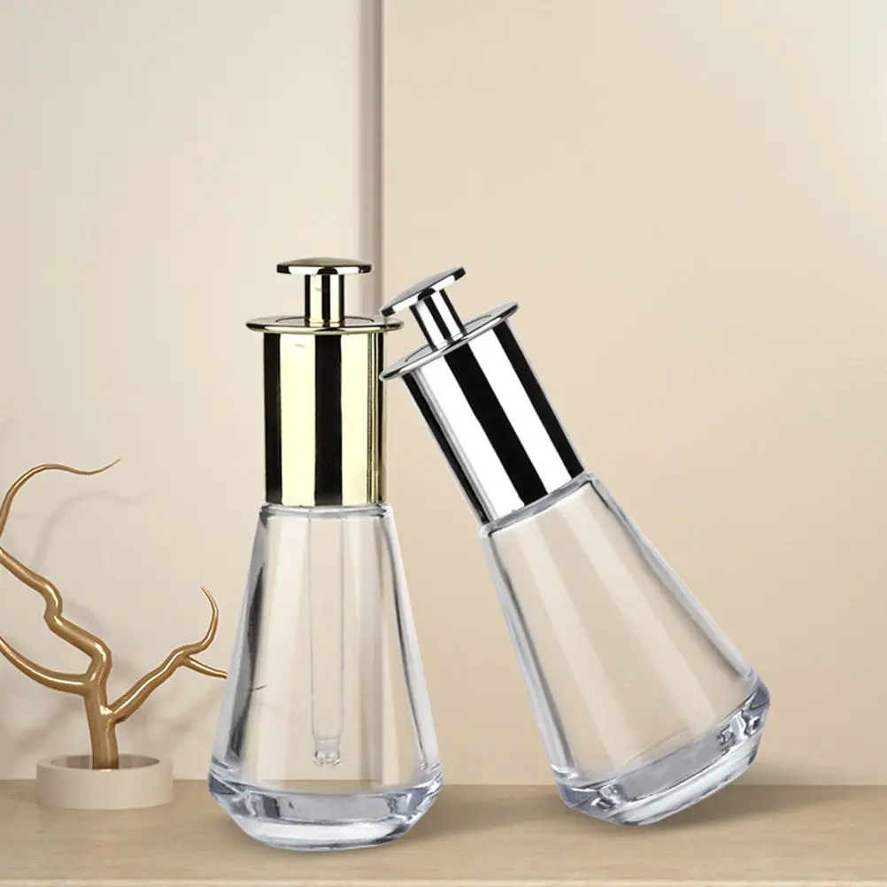 

2pcs Leakproof Press Dropper Small Clear Glass Essential Oil Travel Refillable Essence Dropper Bottles Portable Sub Bottles