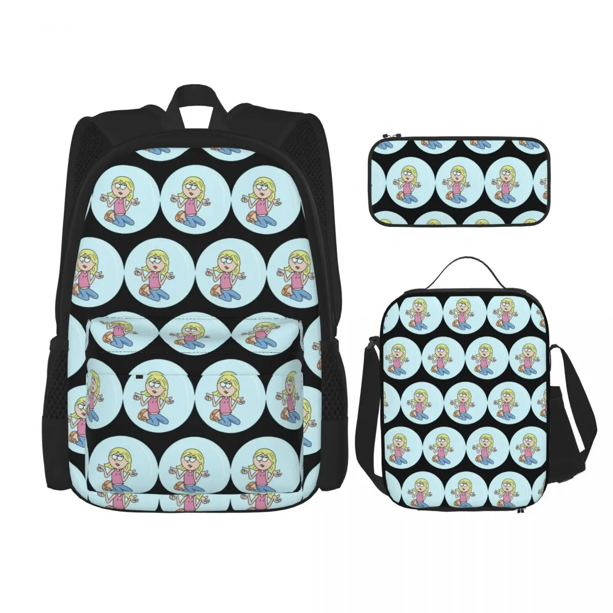 Lizzie Mcguire Cartoon Backpacks Boys Girls Bookbag Students School Bags Kids Rucksack Lunch Bag Pen Bag Three-Piece Set